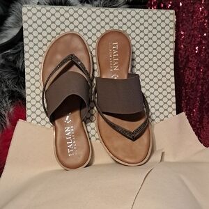 Italian Shoemakers Dark Brown Slide Sandals